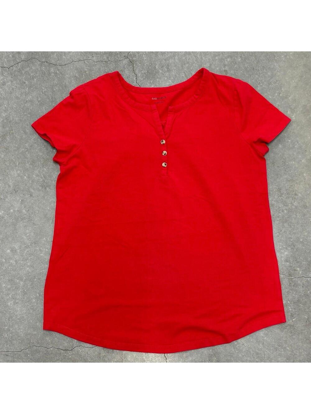 SAG Harbor Red Henley Blouse